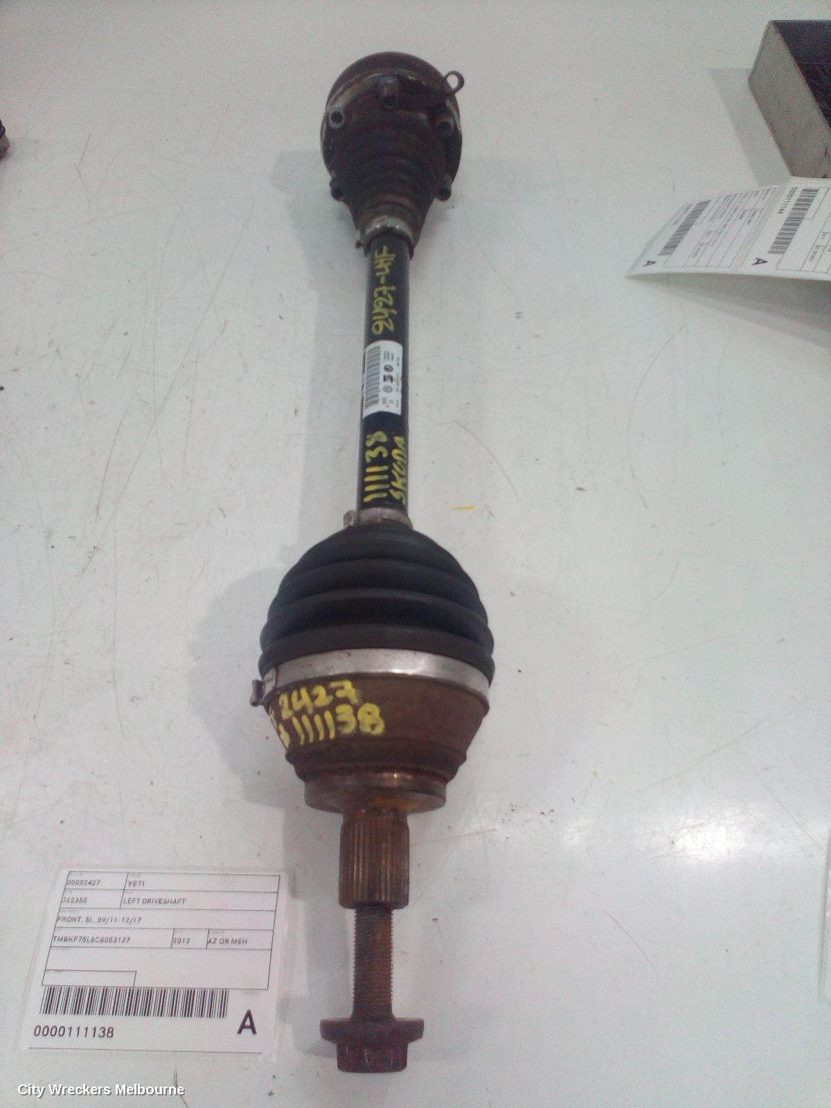 SKODA YETI LEFT DRIVESHAFT, FRONT, 5L, 09/2011 - 12/2017 - Image 1