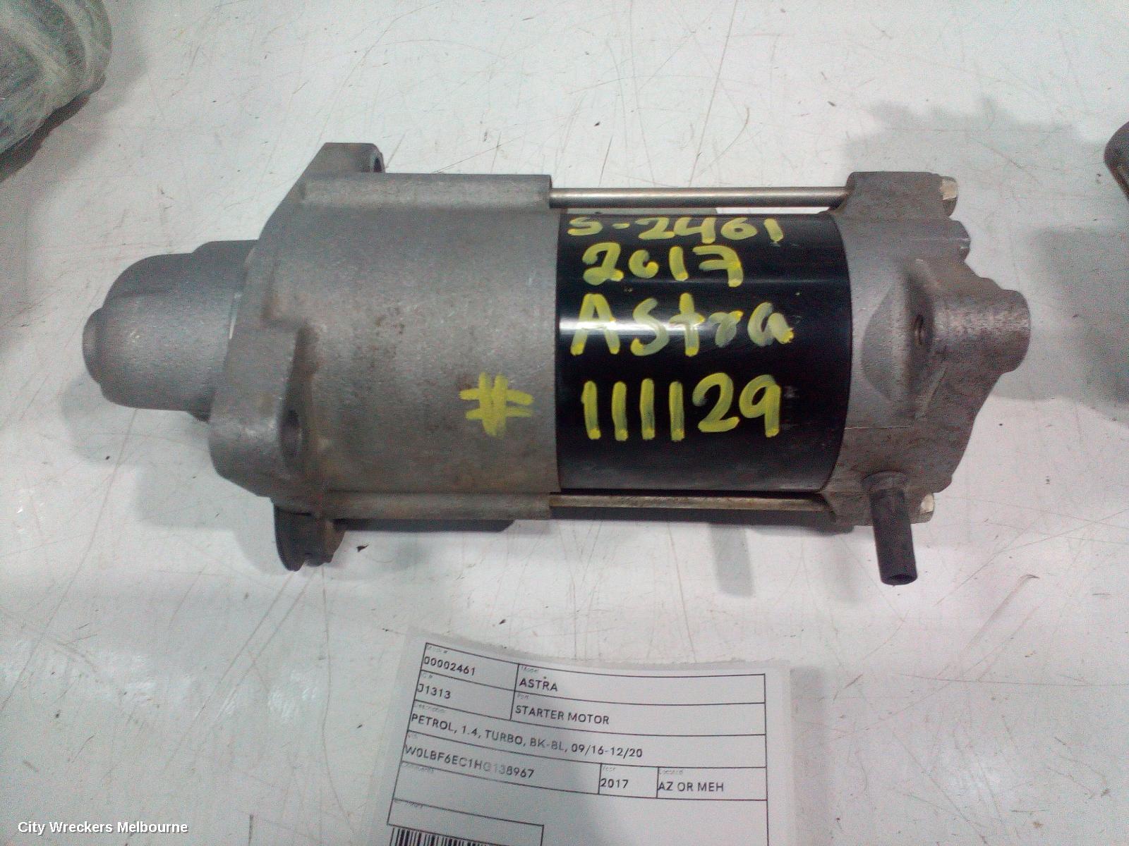 HOLDEN ASTRA STARTER, PETROL, 1.4, TURBO, BK-BL, 09/2016 - 12/2020 - Image 1