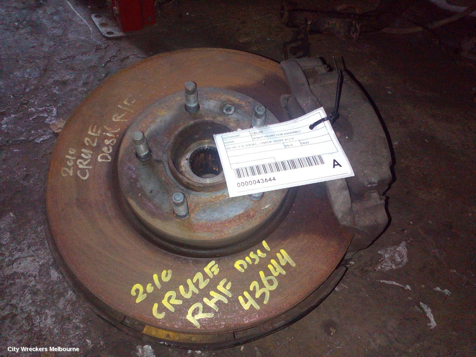 HOLDEN CRUZE RIGHT FRONT HUB ASSEMBLY, JG-JH, 2.0, DIESEL, 115PCD, 03/2009 - 01/2017 - Image 1