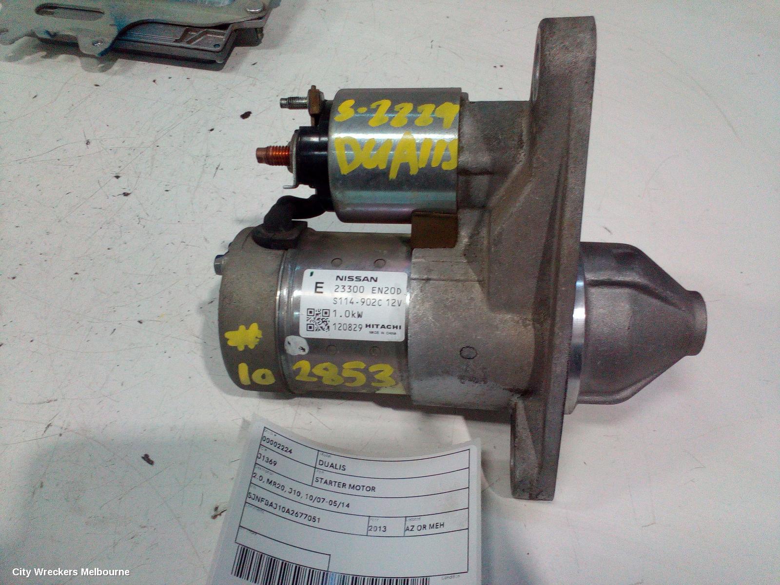 NISSAN DUALIS STARTER, 2.0, MR20, J10, 10/2007 - 05/2014 - Image 2