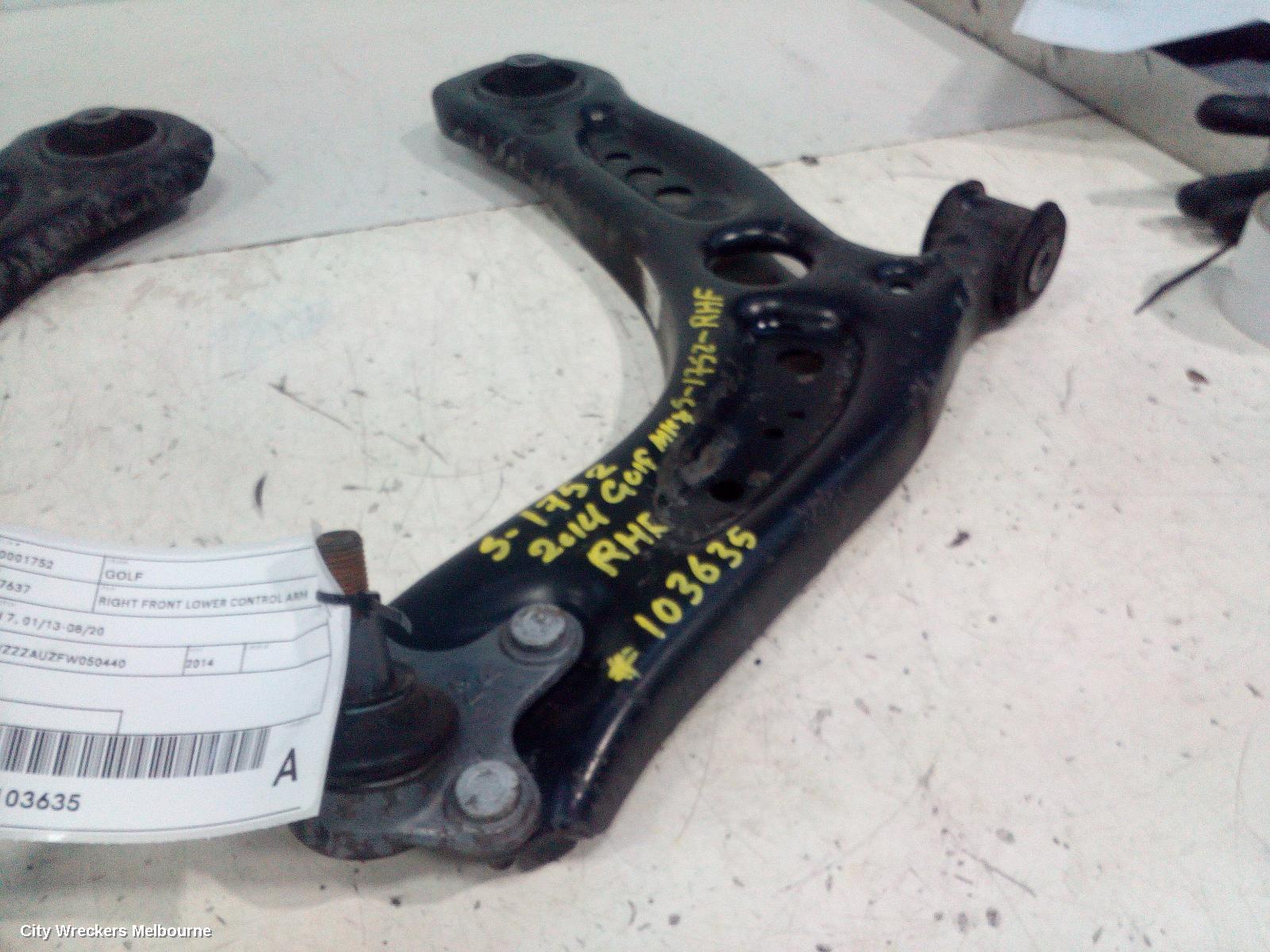 VOLKSWAGEN GOLF RIGHT FRONT LOWER CONTROL ARM, GEN 7, 12/2012 - 08/2020 - Image 2
