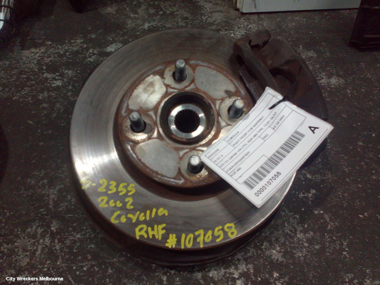 TOYOTA COROLLA RIGHT FRONT HUB ASSEMBLY, ZZE122 (JAPAN-VIN JTD), NON ABS TYPE, 12/2001 - 06/2007 - Image 1