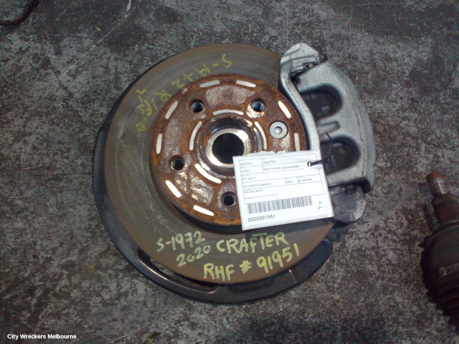 VOLKSWAGEN CRAFTER RIGHT FRONT HUB ASSEMBLY, SY1, 08/2017 ONWARDS - Image 1