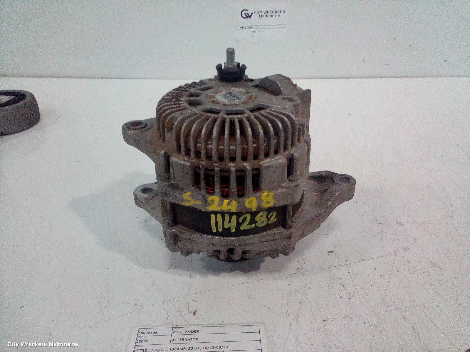 MITSUBISHI OUTLANDER ALTERNATOR, PETROL, 2.0/2.4, 130AMP, ZJ-ZL, 10/2012 - 08/2019 - Image 1
