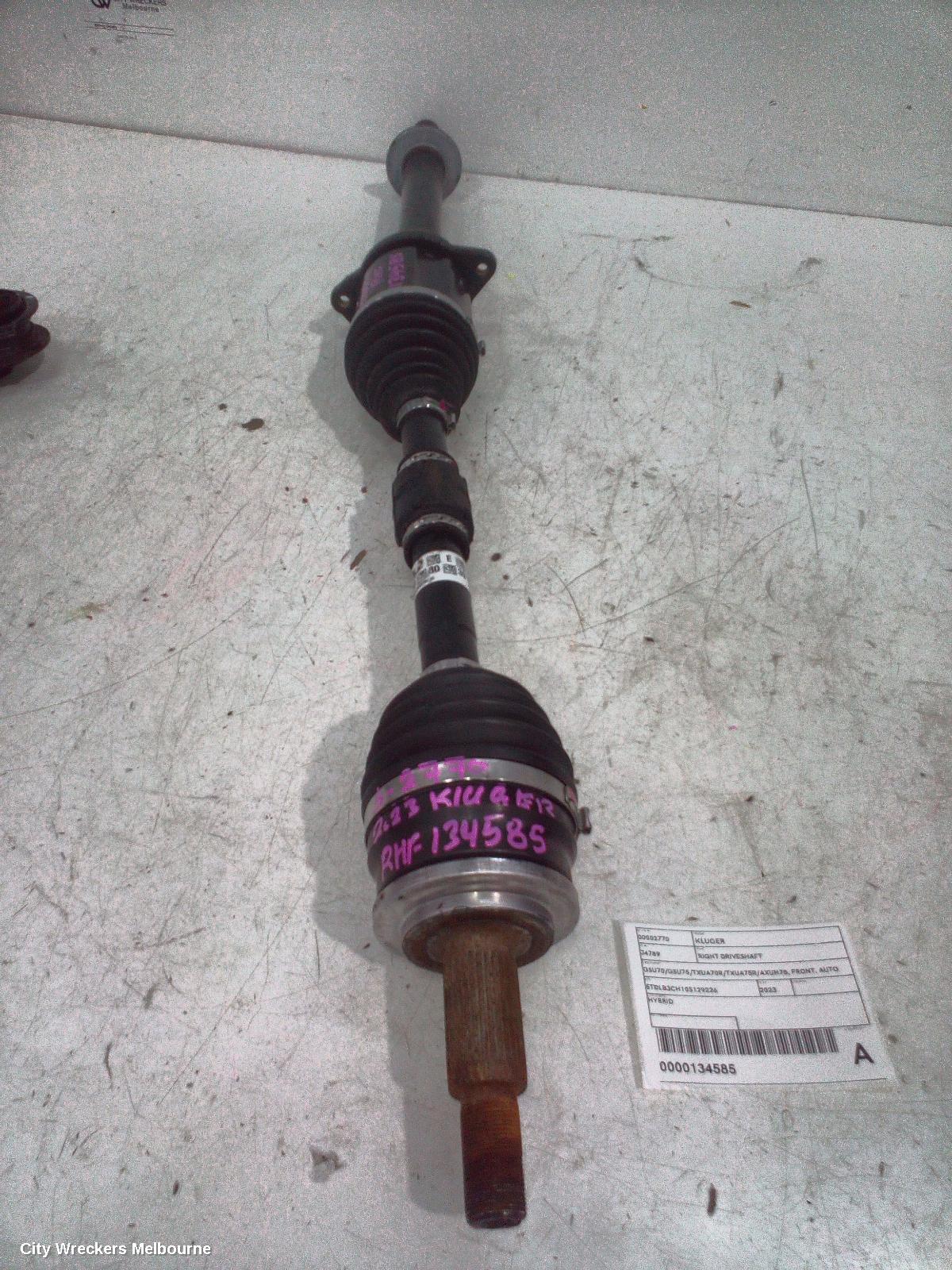 TOYOTA KLUGER RIGHT DRIVESHAFT, GSU70/GSU75/TXUA70R/TXUA75R/AXUH78, FRONT, AUTO T/M, PETROL, 03/2021 ONWARDS - Image 2