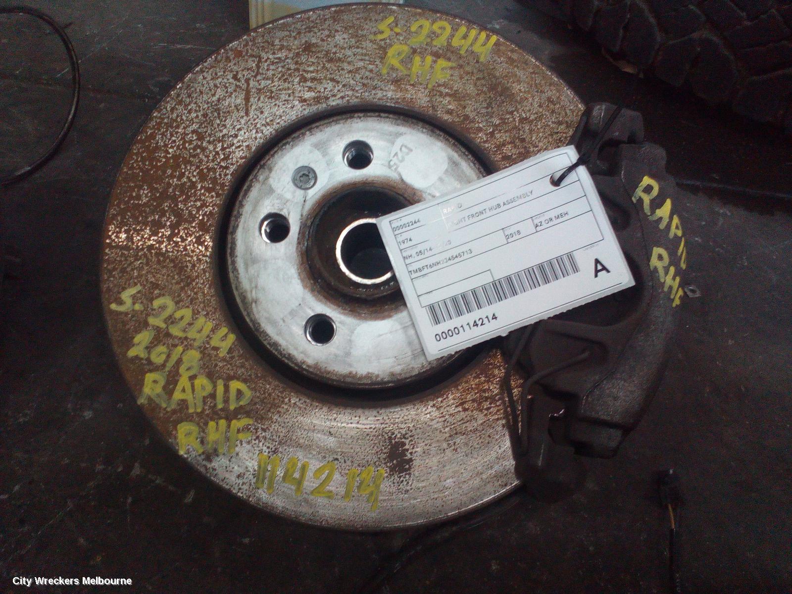 SKODA RAPID RIGHT FRONT HUB ASSEMBLY, NH, 05/2014 - 12/2020 - Image 1