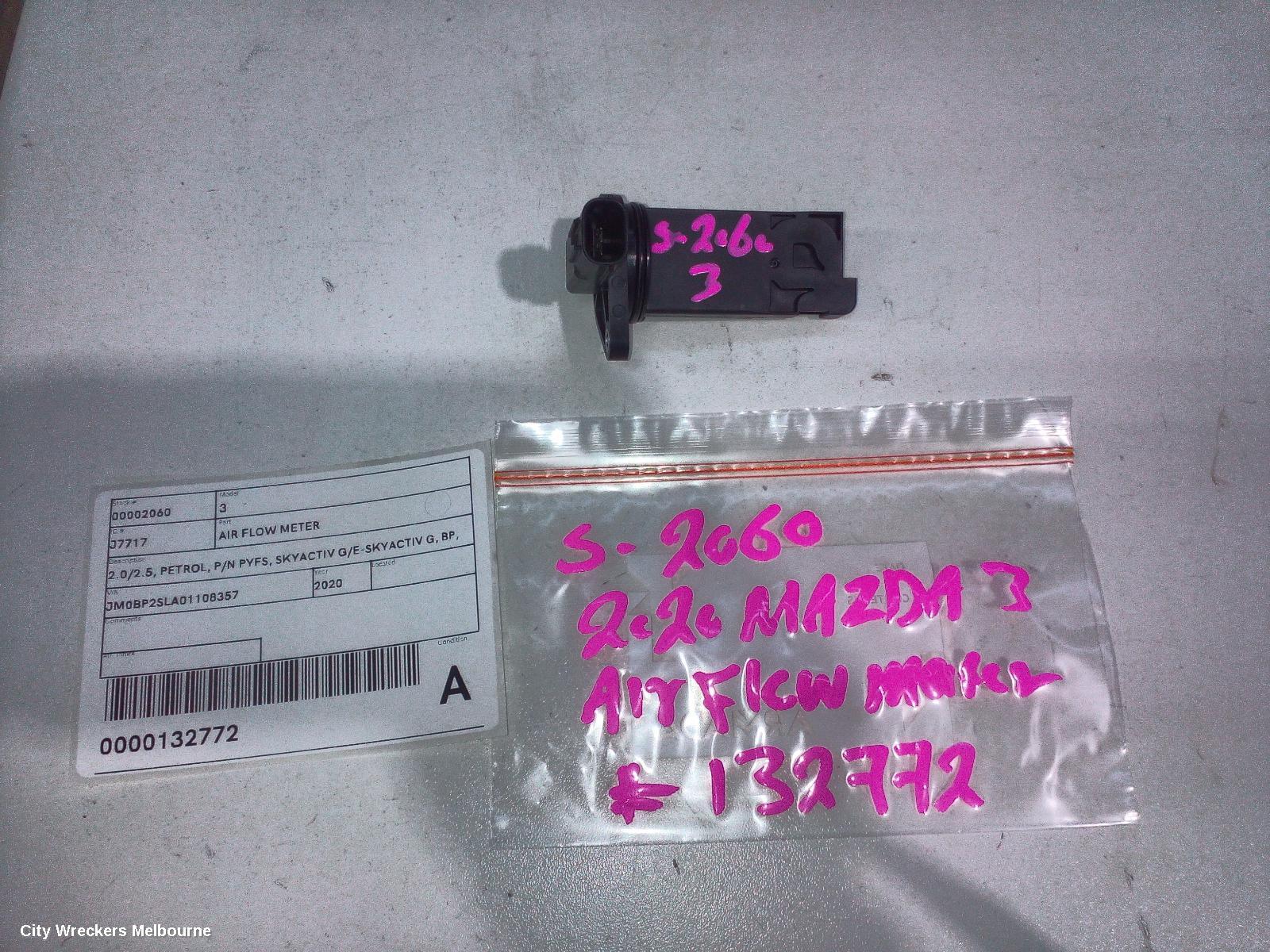 MAZDA 3 AIR FLOW METER, 2.0/2.5, PETROL, P/N PYFS, SKYACTIV G/E-SKYACTIV G, BP, 03/2019 ONWARDS - Image 2