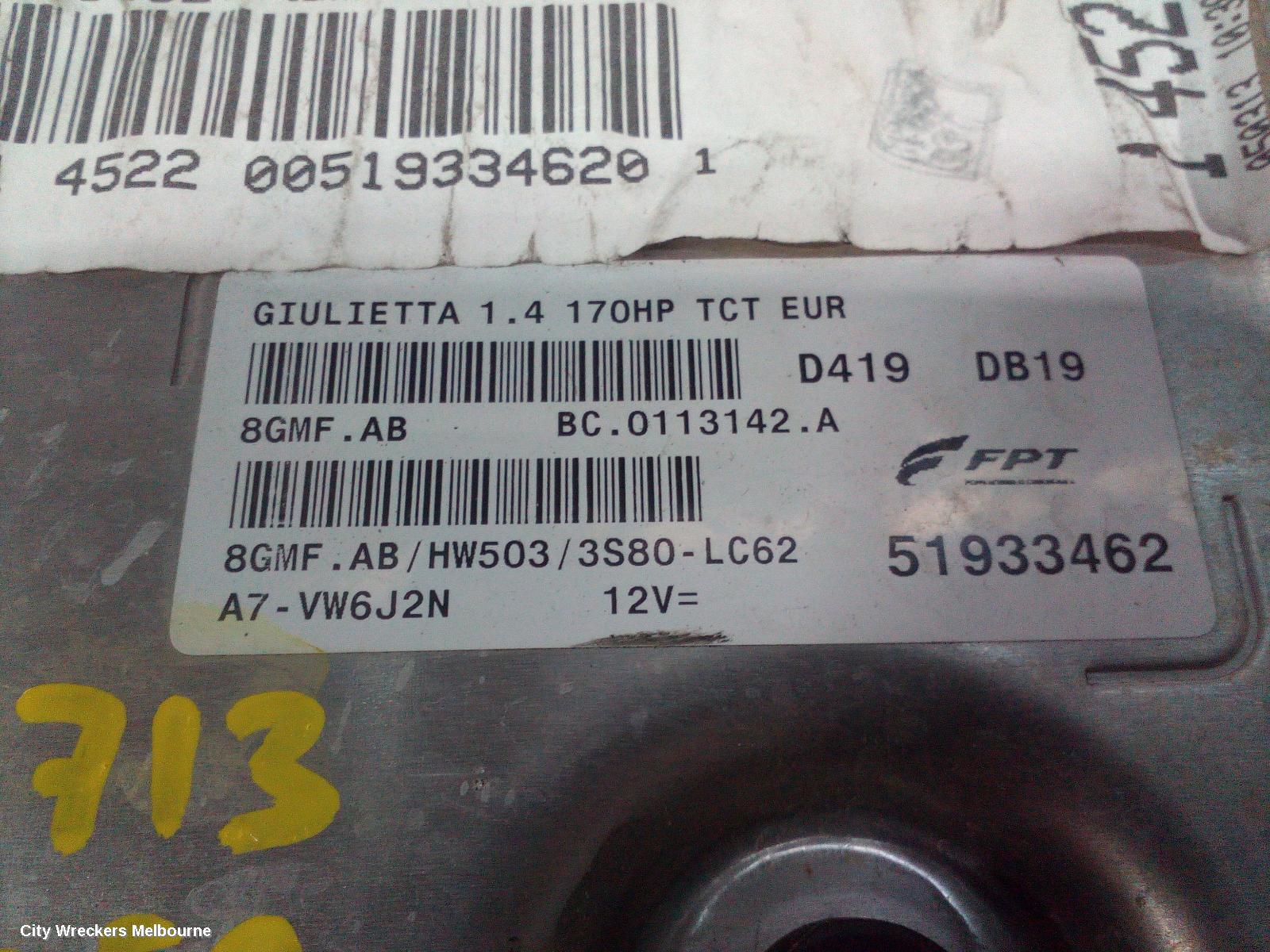 ALFA ROMEO GIULIETTA ECU, ENGINE ECU, 1.4, PETROL, AUTO T/M, ECU ONLY, 940 SERIES, 02/2011 ONWARDS - Image 1