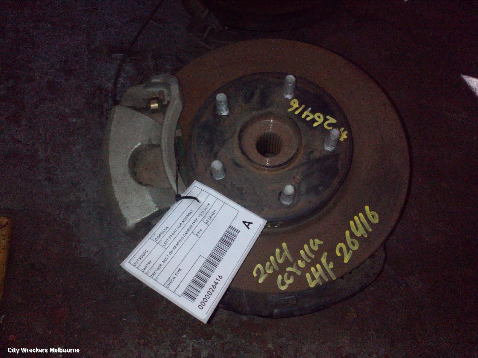 TOYOTA COROLLA LEFT FRONT HUB ASSEMBLY, ZRE182R, BOLT ON BEARING CARRIER TYPE, 10/2012 - 06/2018 - Image 1
