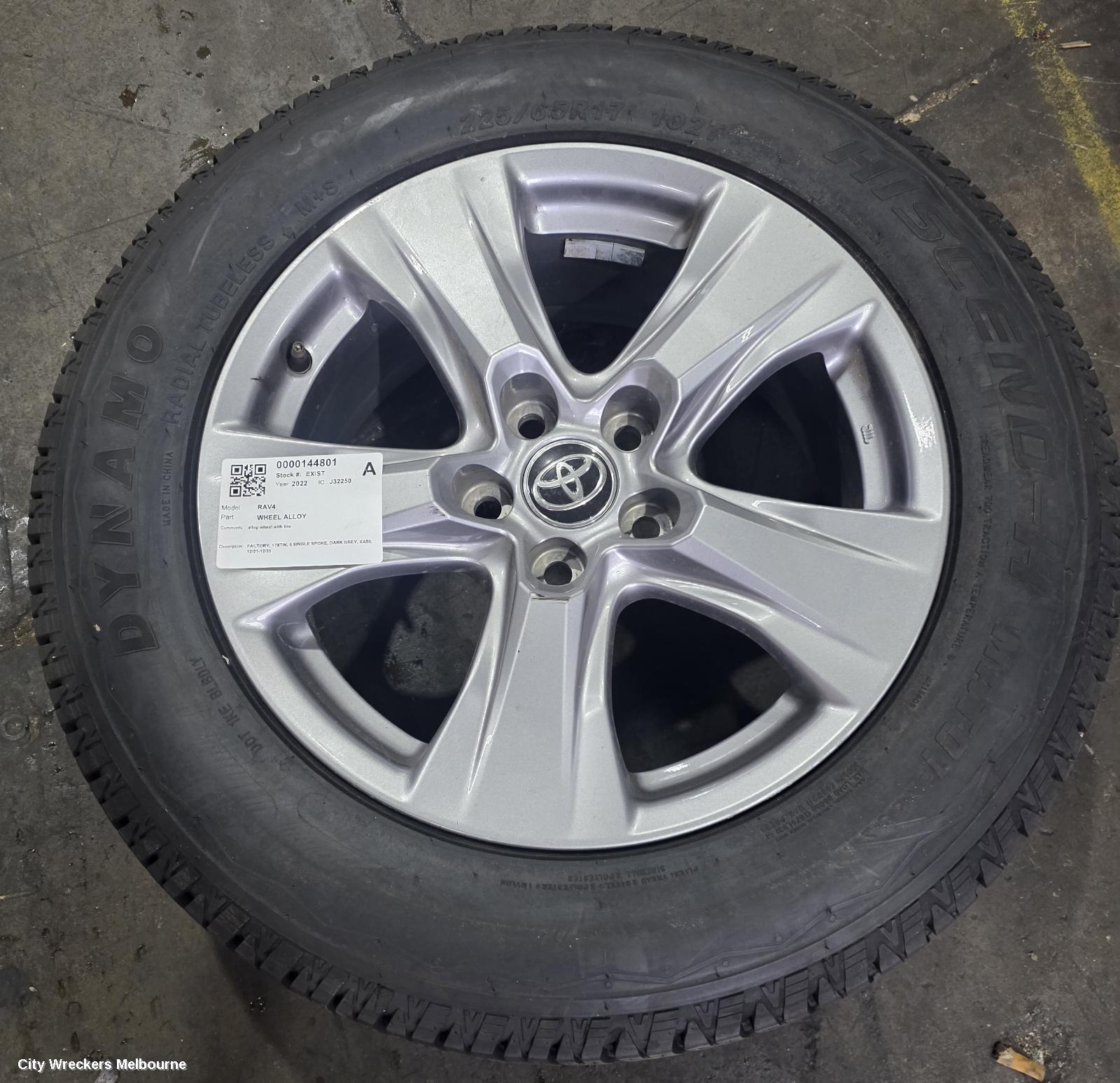 TOYOTA RAV4 WHEEL MAG, FACTORY, 17X7IN, 5 SINGLE SPOKE, DARK GREY, XA50, 12/2021 - 12/2025 - Image 2