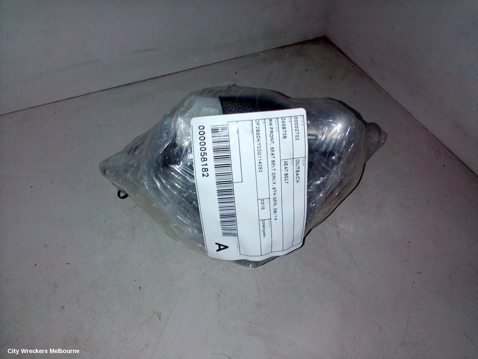 SUBARU OUTBACK SEATBELT/STALK, RH FRONT, SEAT BELT ONLY, 6TH GEN, 08/2014 ONWARDS - Image 2
