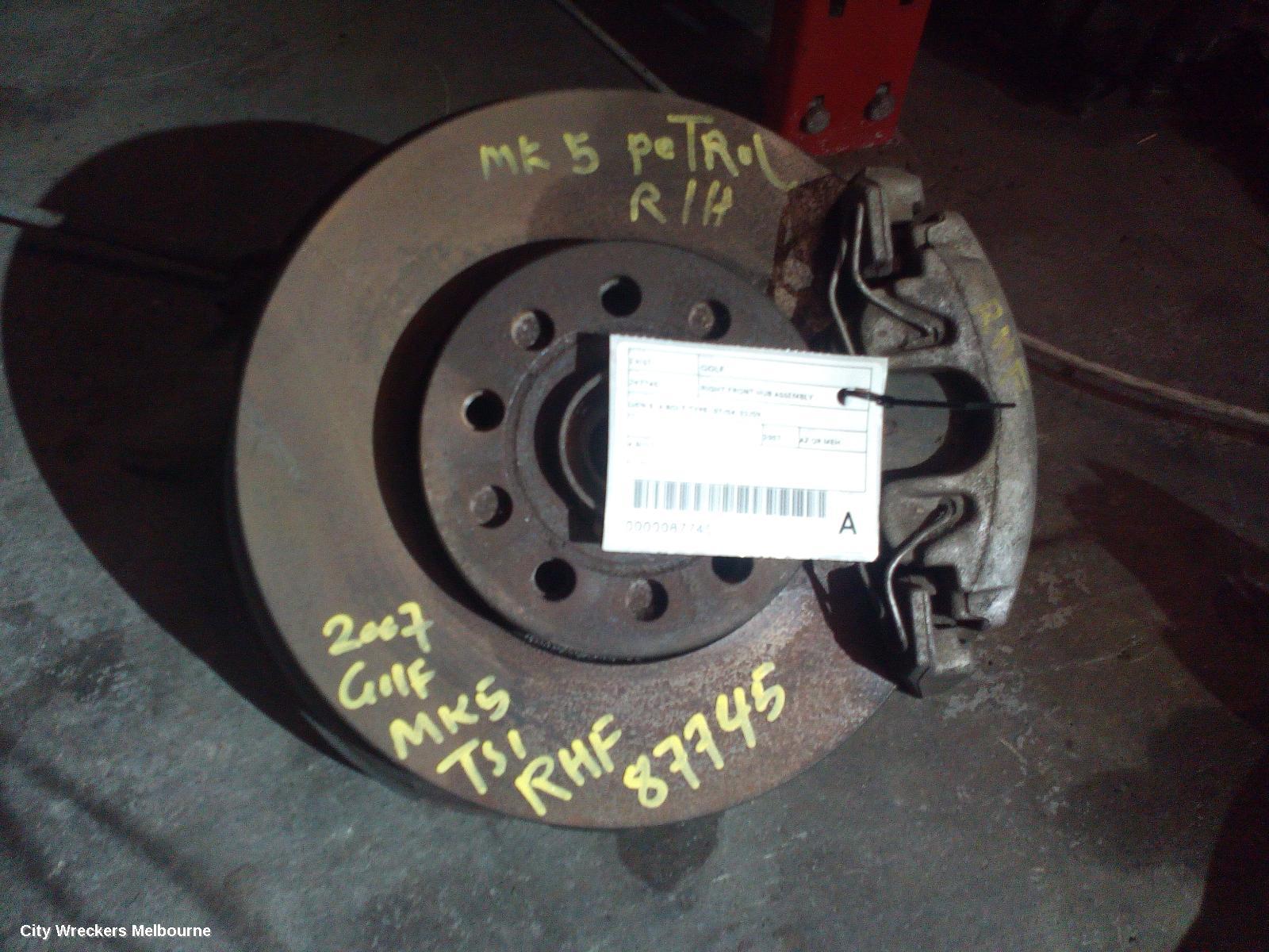 VOLKSWAGEN GOLF RIGHT FRONT HUB ASSEMBLY, GEN 5, 4 BOLT TYPE, 07/2004 - 02/2009 - Image 1