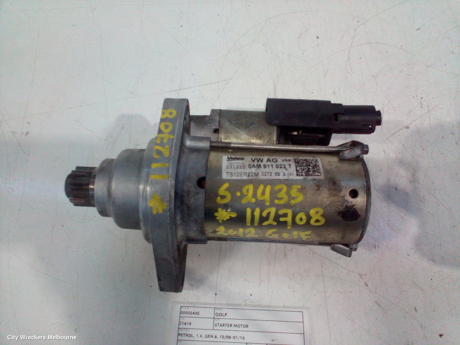 VOLKSWAGEN GOLF STARTER, PETROL, 1.4, GEN 6, 10/2008 - 01/2016 - Image 2
