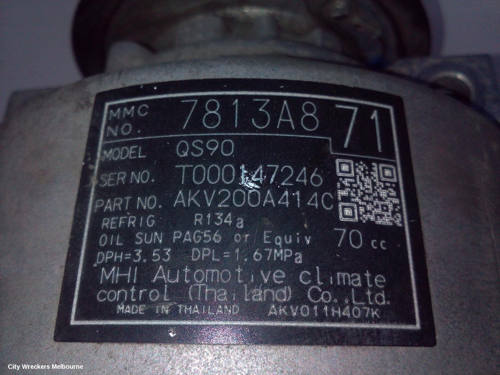 MITSUBISHI OUTLANDER A/C COMPRESSOR, ZJ-ZL, 2.0, PETROL, HYBRID, 03/2014 - 07/2020 - Image 2