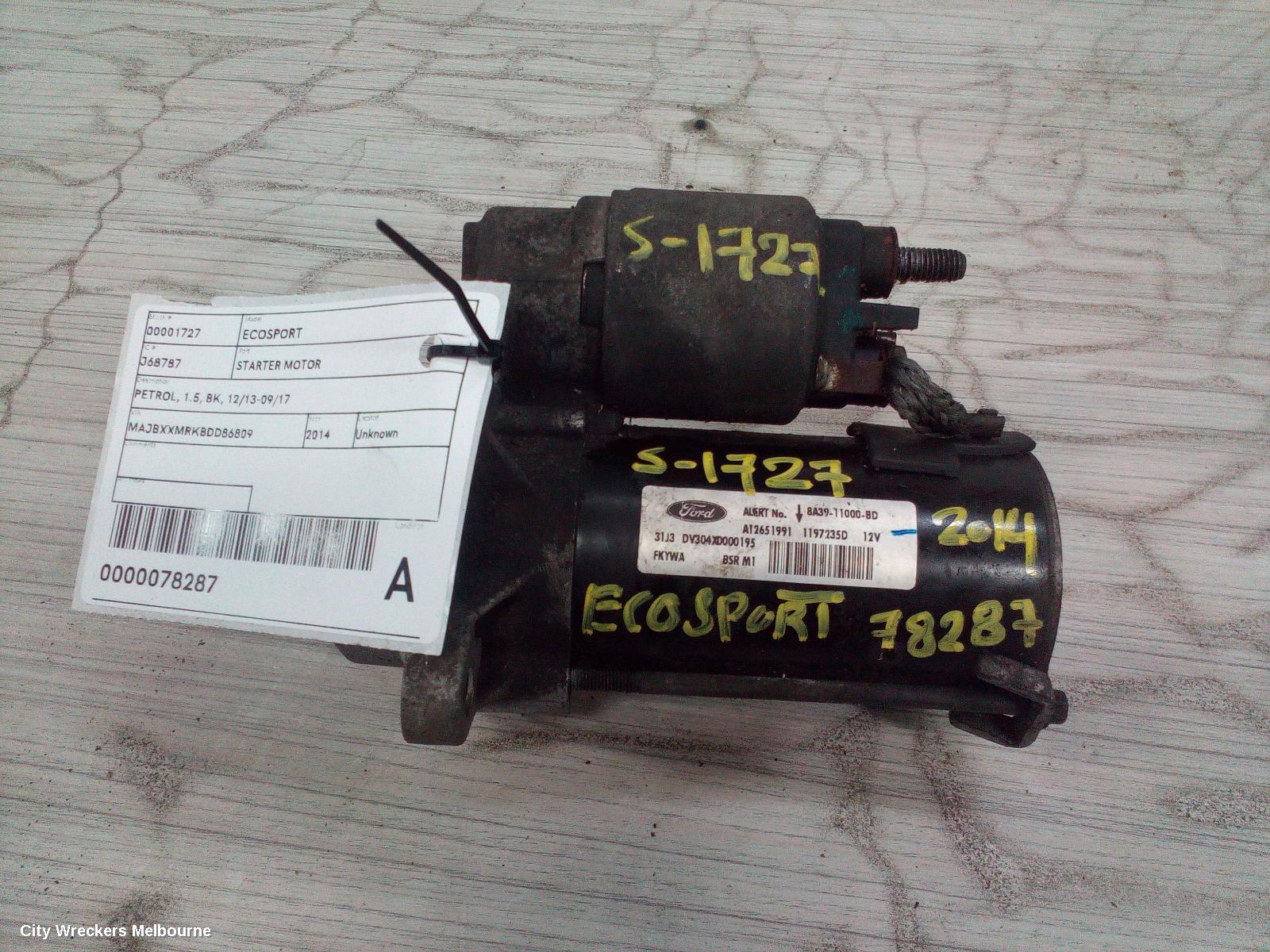 FORD ECOSPORT STARTER, PETROL, 1.5, BK, 12/2013 - 09/2017 - Image 2