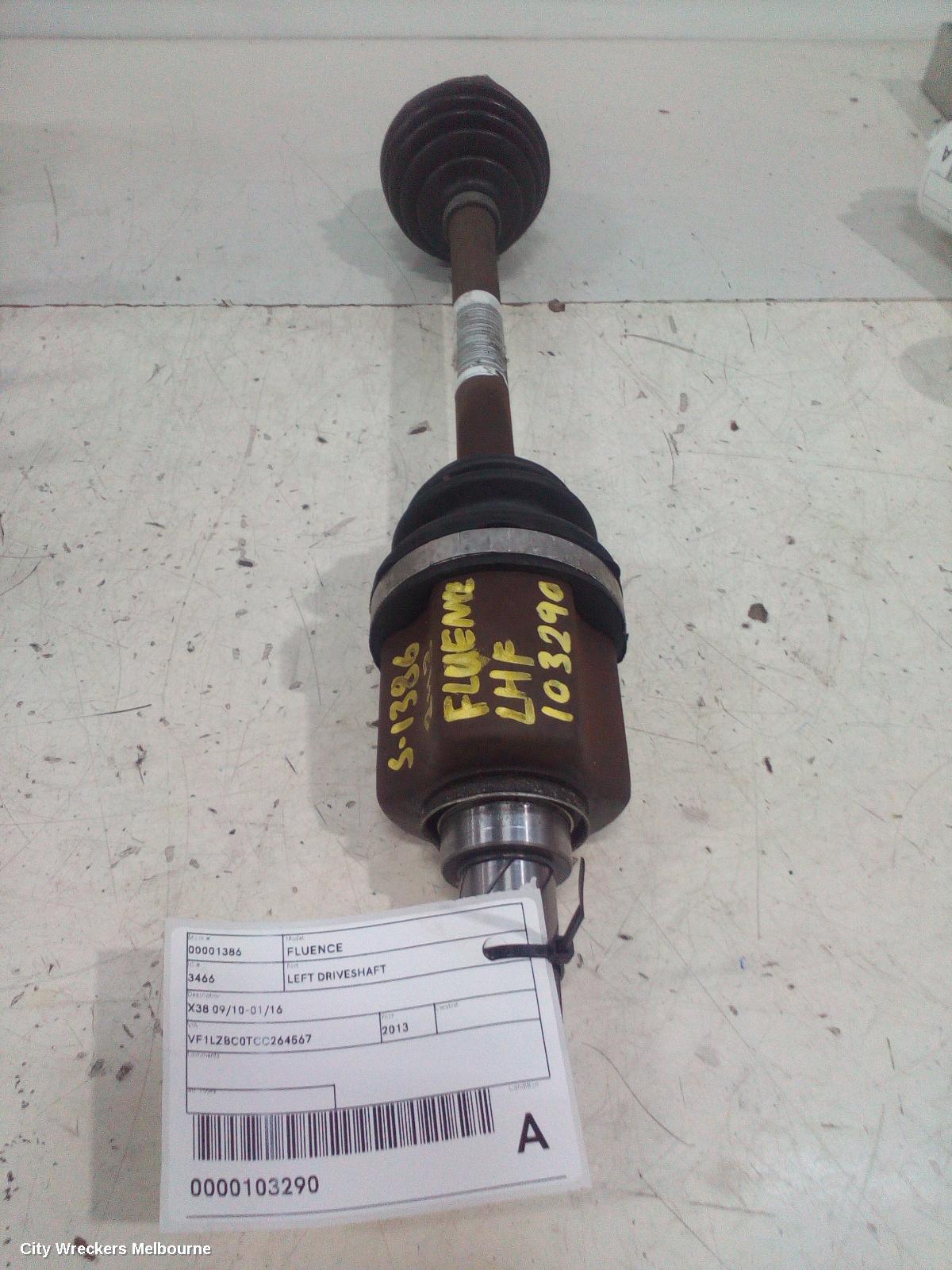 RENAULT FLUENCE LEFT DRIVESHAFT, X38 09/2010 - 01/2016 - Image 1