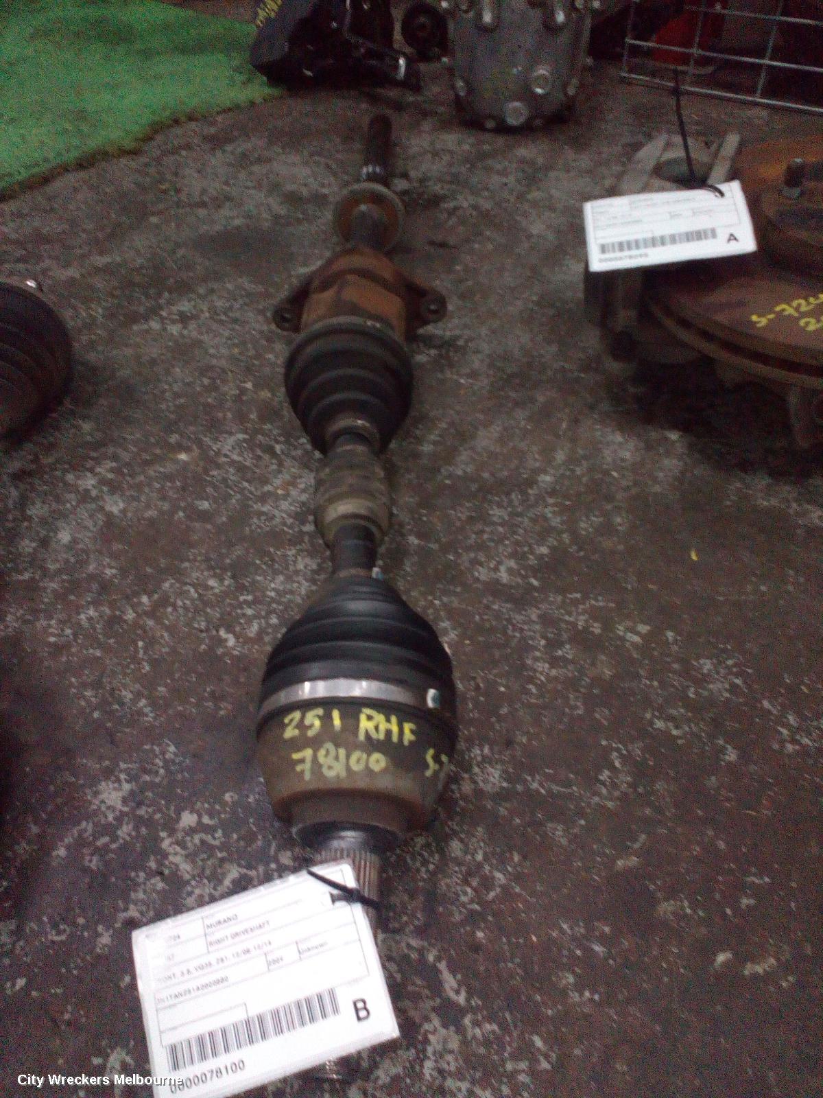 NISSAN MURANO RIGHT DRIVESHAFT, FRONT, 3.5, VQ35, Z51, 12/2008 - 12/2014 - Image 1