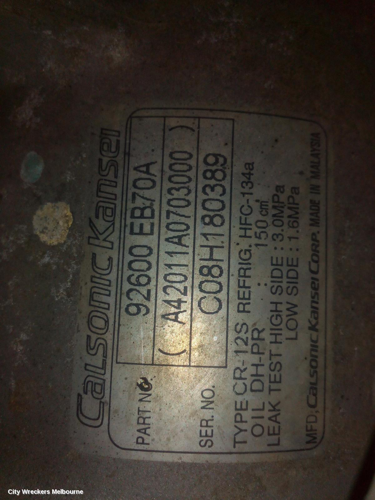 NISSAN NAVARA A/C COMPRESSOR, D40, 2.5, YD25, DIESEL, P/N 92600EB70A, 09/2005 - 08/2015 - Image 2