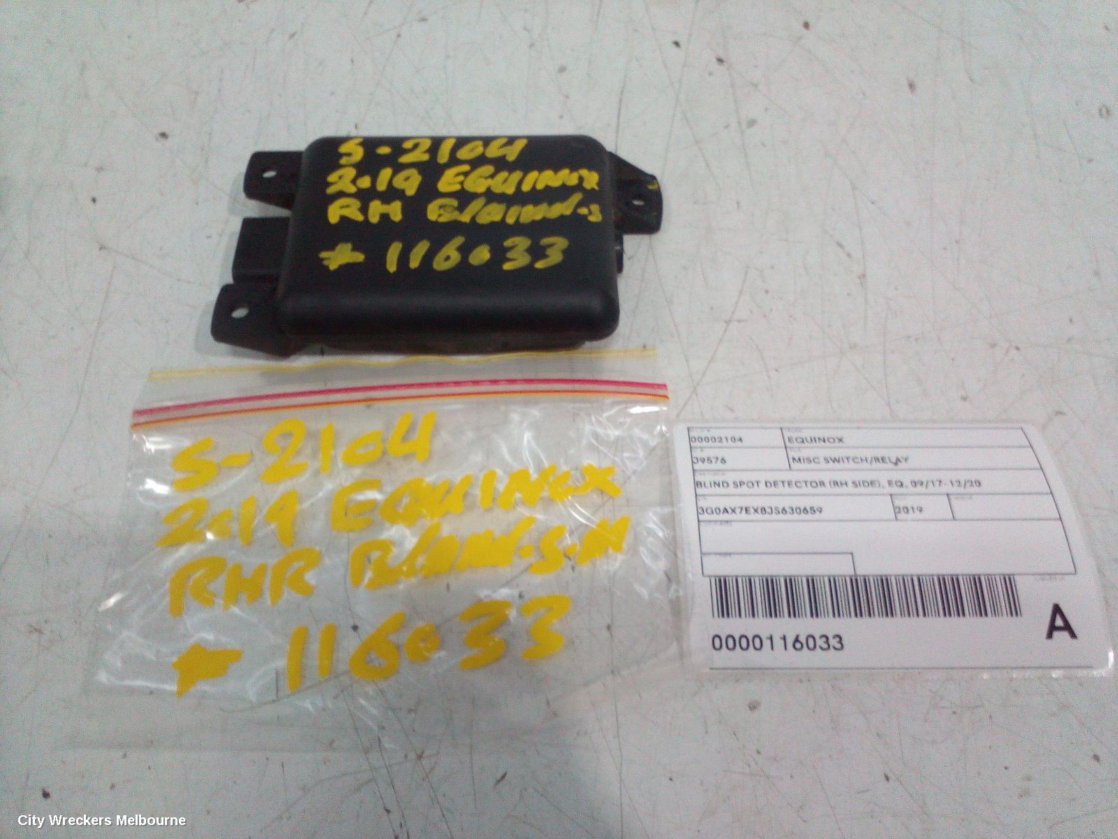 HOLDEN EQUINOX, EQ, 09/2017 - 12/2020, 84129136 BLIND SPOT MONITOR SENSOR MODULE: 116033 - Image 1