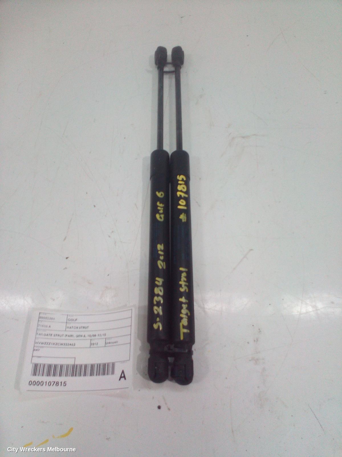 VOLKSWAGEN GOLF HATCH STRUT, TAILGATE STRUT (PAIR), GEN 6, 10/2008 - 12/2015 - Image 1