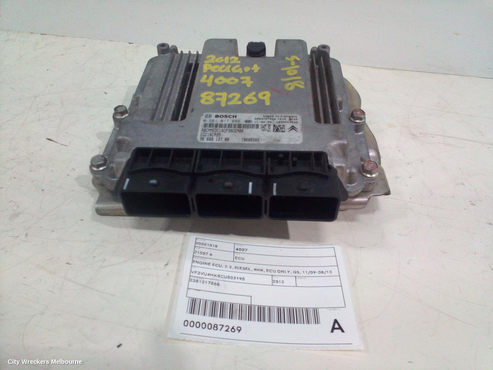 PEUGEOT 4007 ECU, ENGINE ECU, 2.2, DIESEL, 4HK, ECU ONLY, GS, 11/2009 - 08/2013 - Image 3
