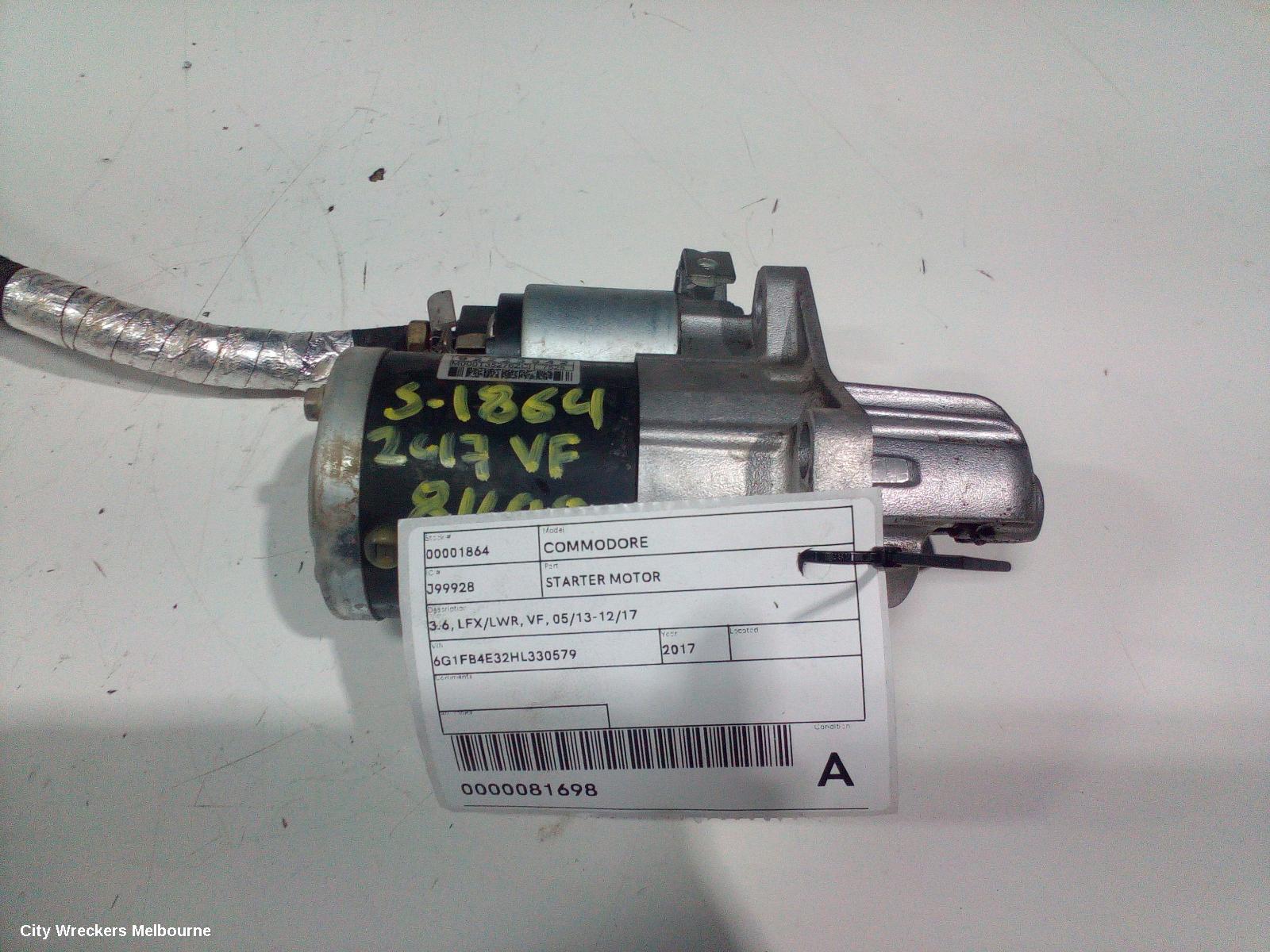 HOLDEN COMMODORE STARTER, 3.6, LFX/LWR, VF, 05/2013 - 12/2017 - Image 2