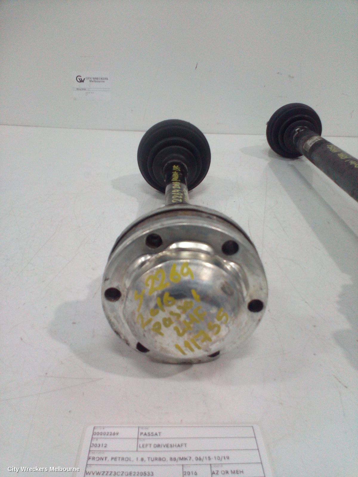 VOLKSWAGEN PASSAT LEFT DRIVESHAFT, FRONT, PETROL, 1.8, TURBO, B8/MK7, 06/2015 - 10/2019 - Image 1