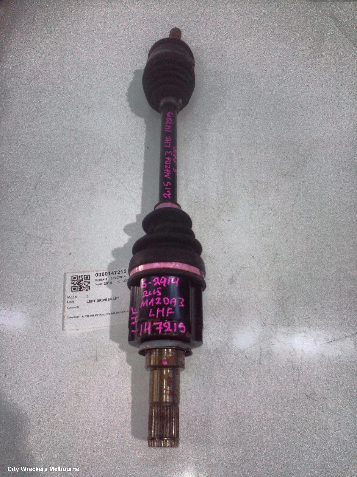 MAZDA 3 LEFT DRIVESHAFT, AUTO T/M, PETROL, 2.0, BM-BN, 06/2013 - 02/2019 - Image 1
