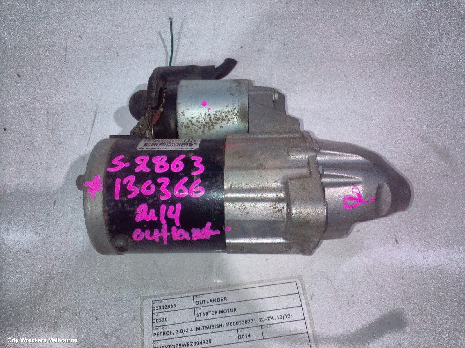 MITSUBISHI OUTLANDER STARTER, PETROL, 2.0/2.4, MITSUBISHI M000T38771, ZJ-ZK, 10/2012 - 07/2021 - Image 1