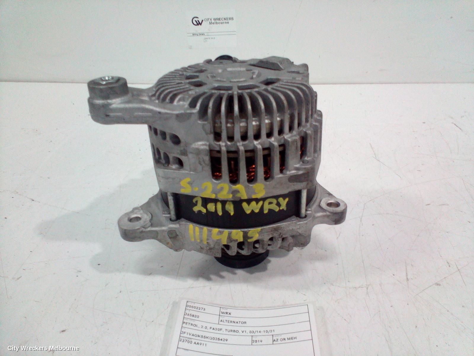 SUBARU WRX ALTERNATOR, PETROL, 2.0, FA20F, TURBO, V1, 03/2014 - 10/2021 - Image 1