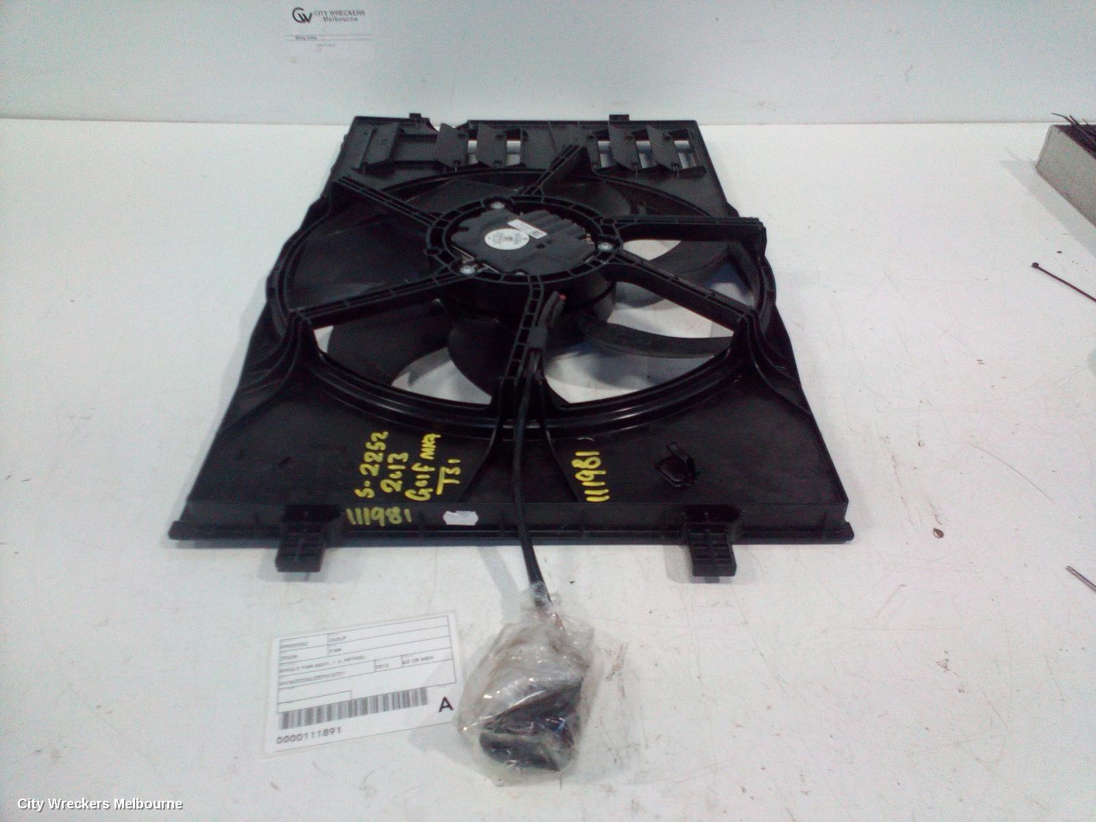VOLKSWAGEN GOLF FAN, SINGLE FAN ASSY, 1.4, PETROL, CXSA/CHPA/CMBA/CZCA/CZDA/CPTA CODE, 400W (BROSE),  GEN 7, 01/2013 - 08/2020 - Image 1