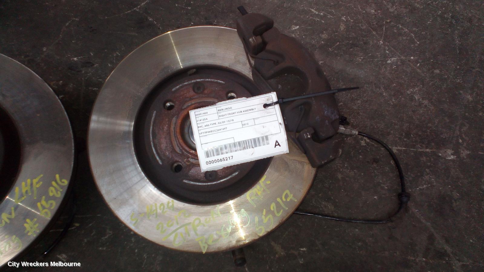 CITROEN BERLINGO RIGHT FRONT HUB ASSEMBLY, B9C, ABS TYPE, 03/2009 - 12/2018 - Image 2