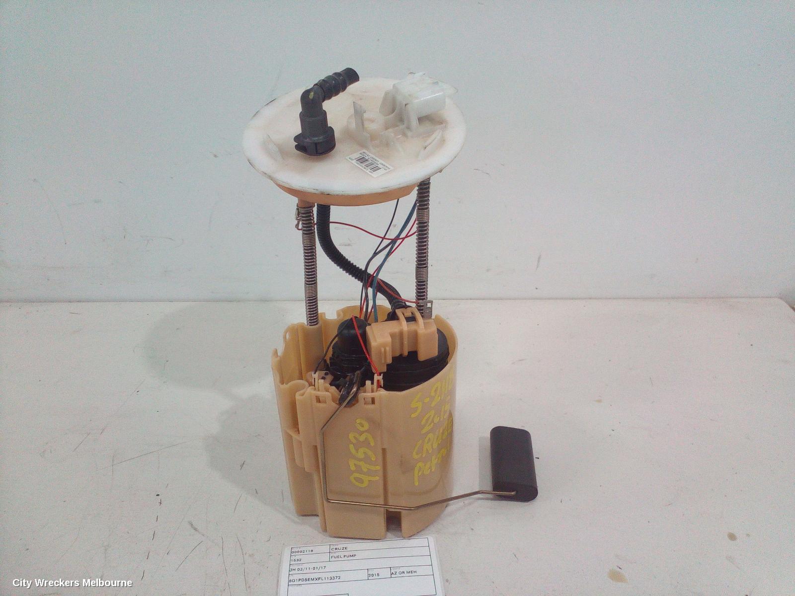HOLDEN CRUZE FUEL PUMP, IN TANK (PUMP & SENDER), PETROL, 1.8, F18D4, JG-JH, 03/2009 - 01/2017 - Image 1