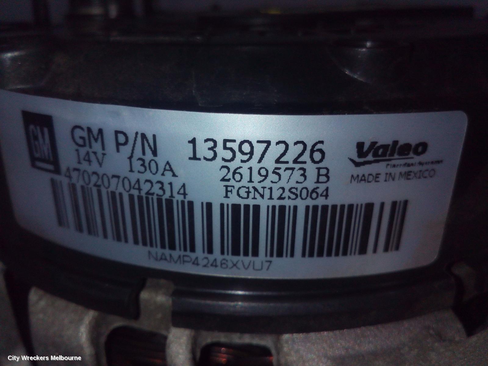 HOLDEN TRAX ALTERNATOR, PETROL, 1.4, AUTO T/M, TJ SERIES, 08/2014 - 12/2020 - Image 3