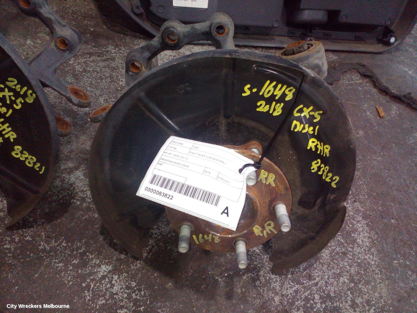 MAZDA CX5 RIGHT REAR HUB ASSEMBLY, KE-KF, 4WD, BOLT TYPE SHOCK MOUNT, 02/2012 ONWARDS - Image 1