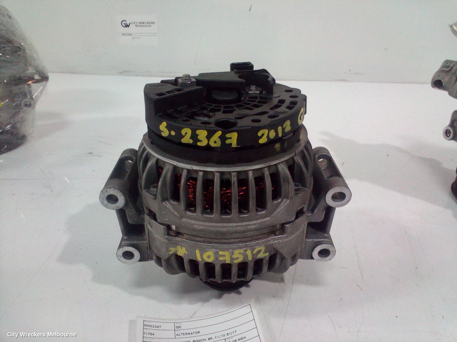 AUDI Q5 ALTERNATOR, PETROL, 2.0, CNCD CODE, BOSCH, 8R, 11/2012 - 01/2017 - Image 1