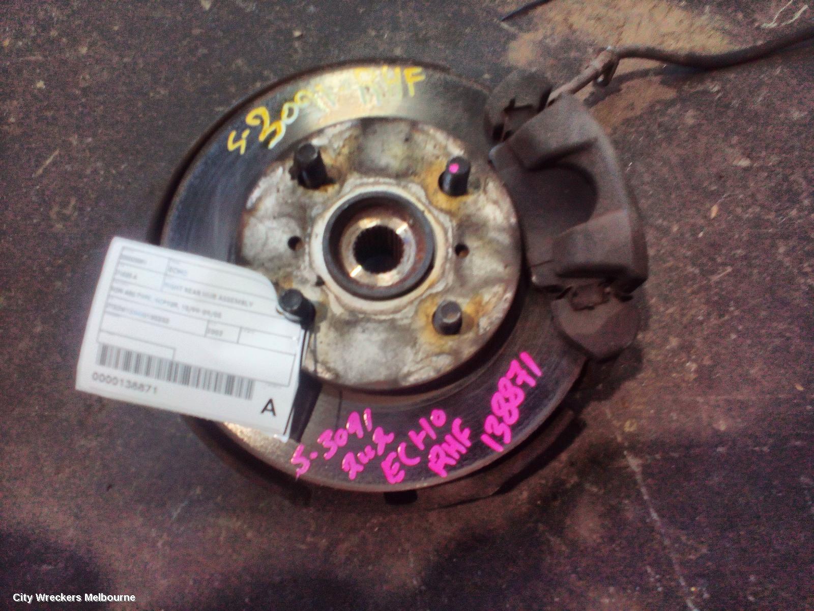 TOYOTA ECHO RIGHT REAR HUB ASSEMBLY, NON ABS TYPE, NCP10R, 10/1999 - 09/2005 - Image 2