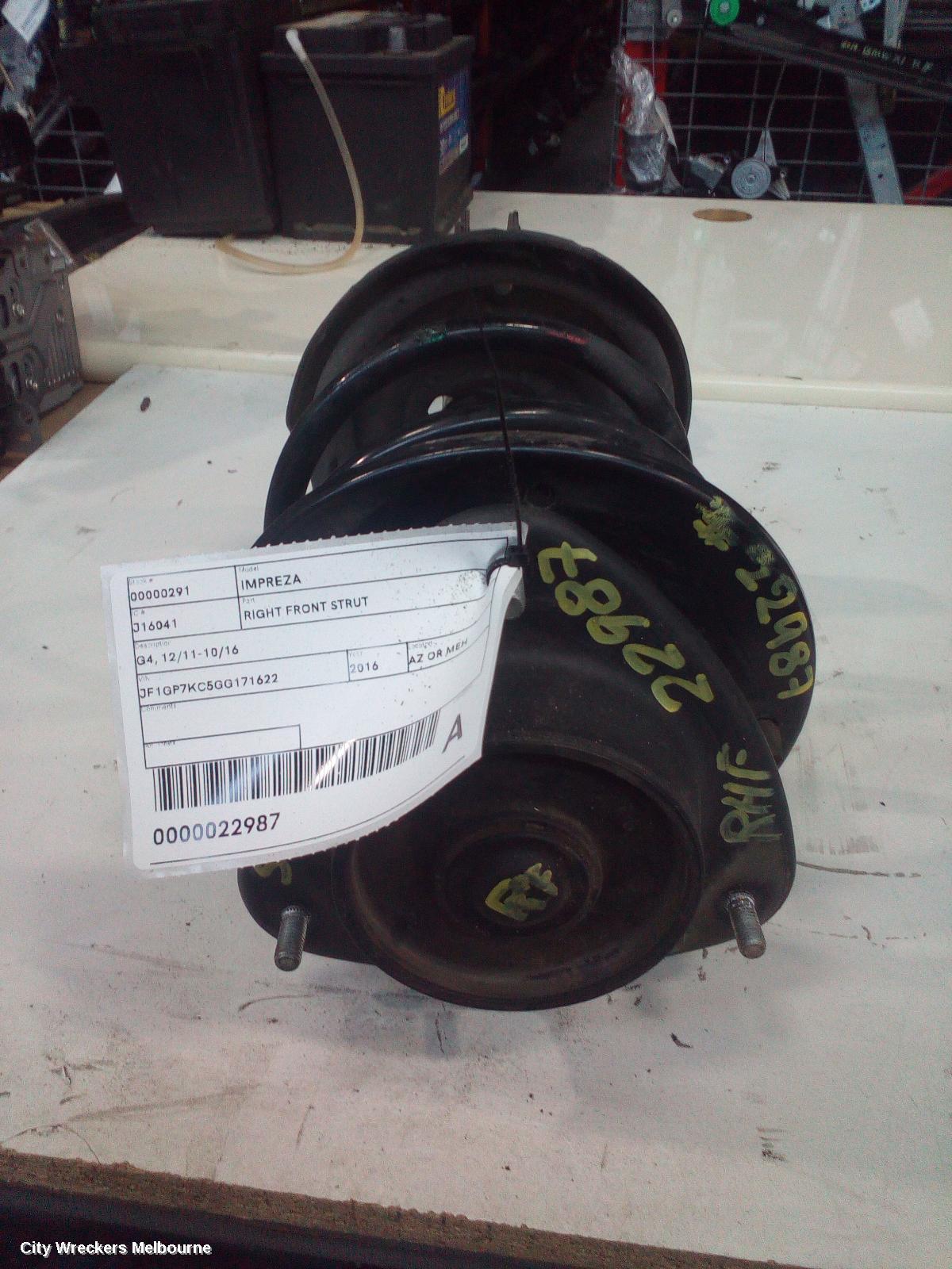 SUBARU IMPREZA RIGHT FRONT STRUT, G4, 12/2011 - 10/2016 - Image 1