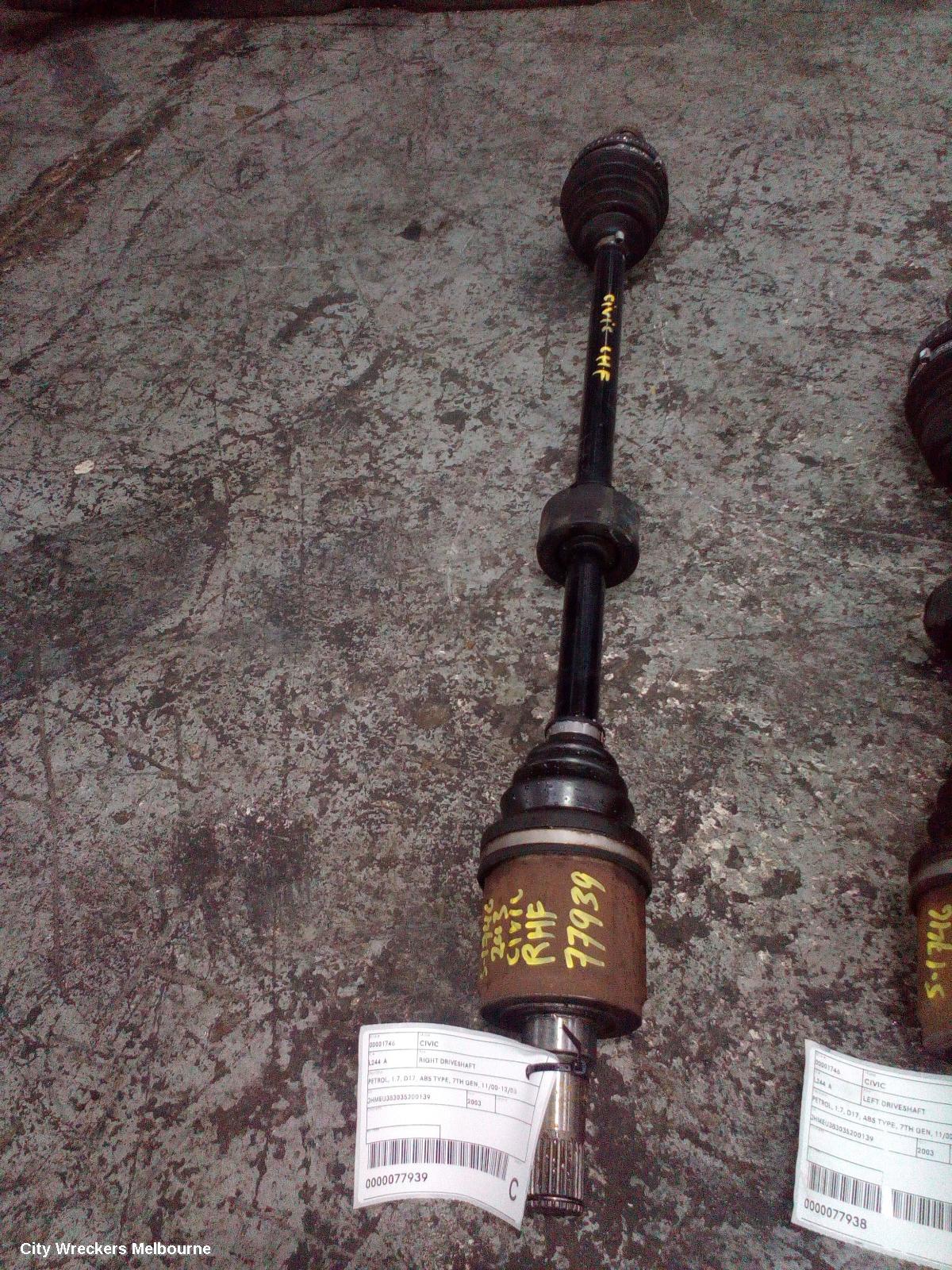 HONDA CIVIC RIGHT DRIVESHAFT, PETROL, 1.7, D17, ABS TYPE, 7TH GEN, 11/2000 - 12/2005 - Image 1