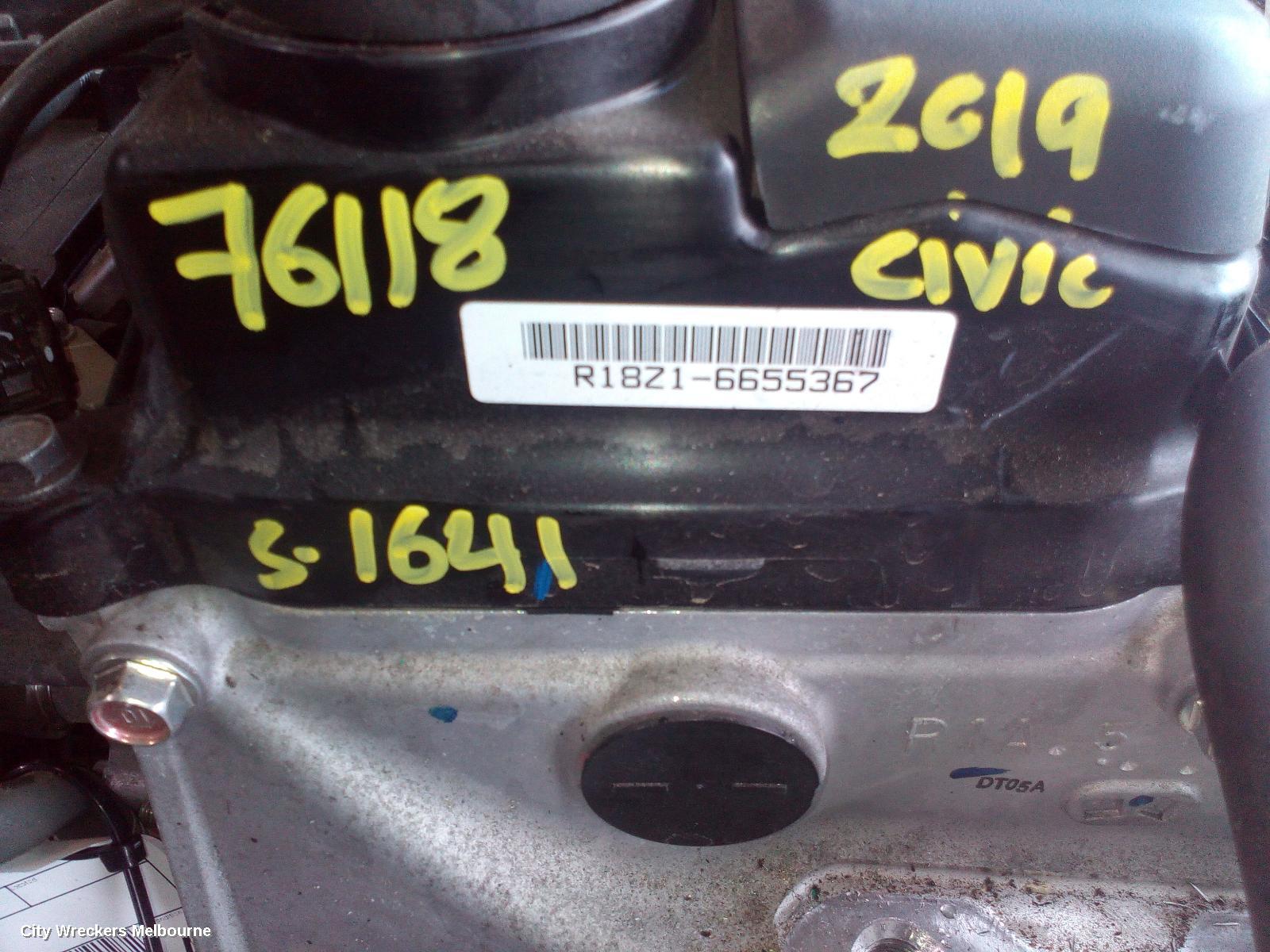 HONDA CIVIC ENGINE, PETROL, 1.8, 10TH GEN, 05/2016 ONWARDS - Image 1